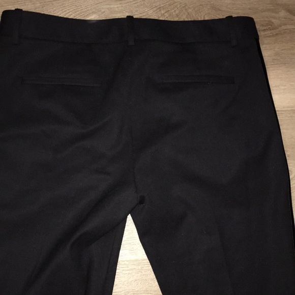 THEORY WOOL NWOT BLACK TUXEDO STRAIGHT LEG SATIN SIDE BELTED PANTS SIZE 10 luvvv - Picture 9 of 11